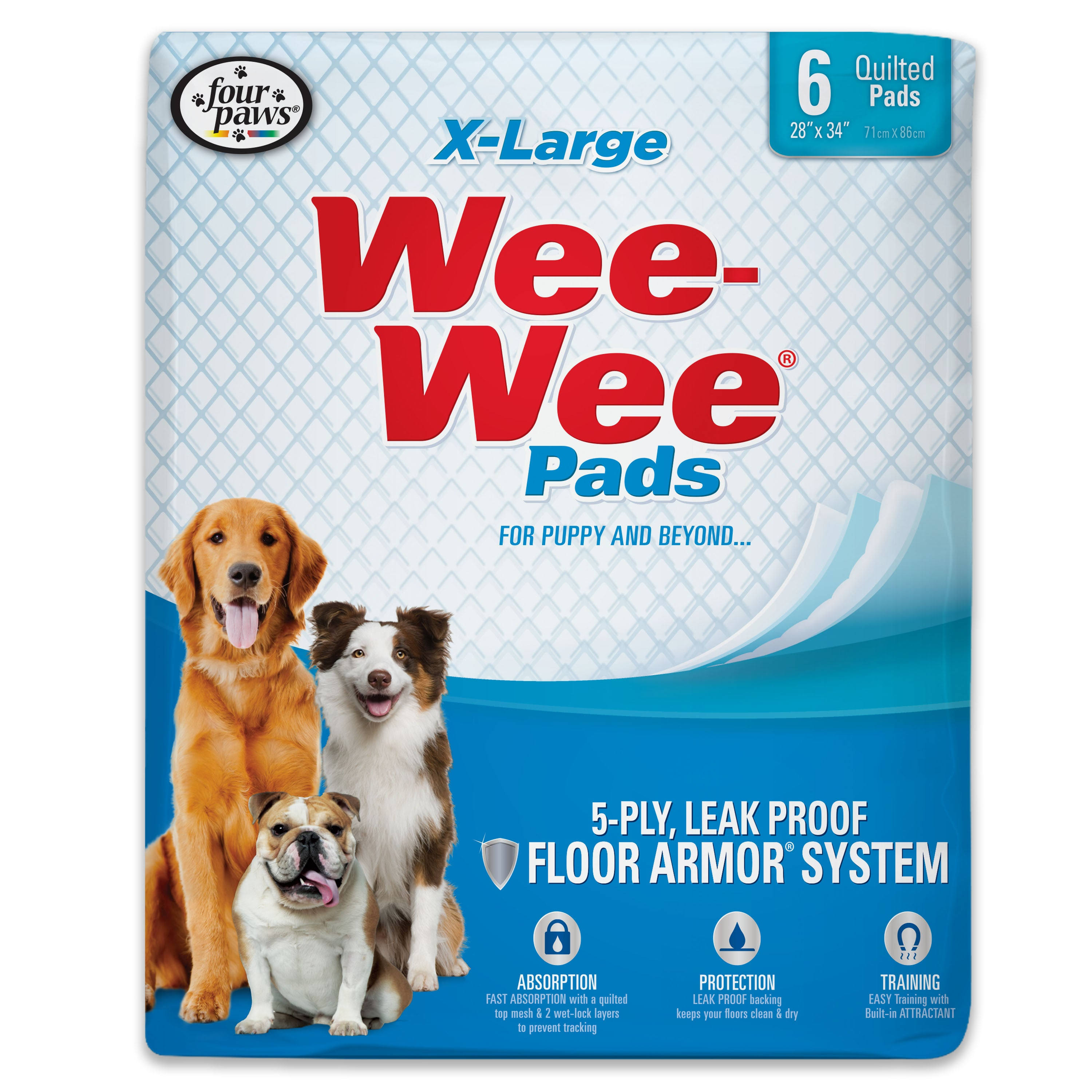Four Paws X-Large Wee Wee Pads - 6 Pack