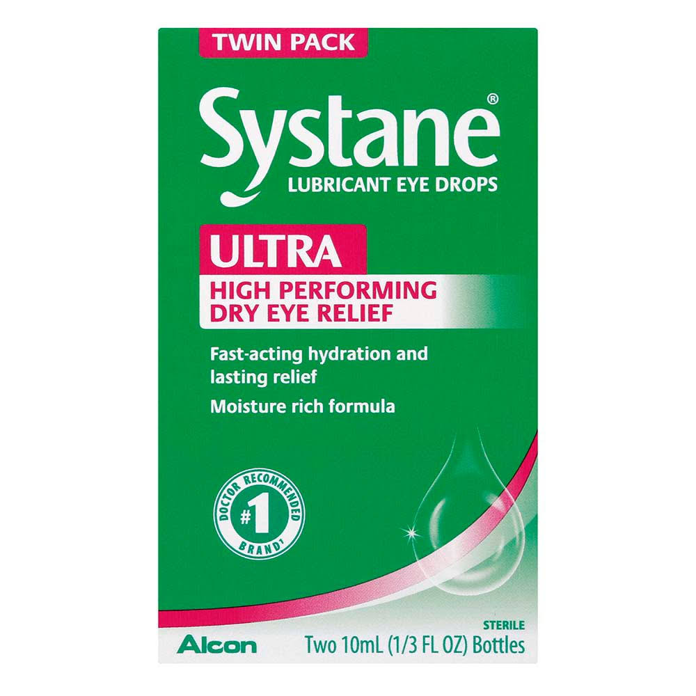Alcon Systane Ultra Lubricant Eye Drops Bottles Twin Pack - 2 x 1/3 oz Pack