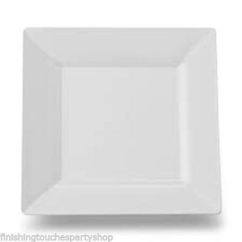 White Square Plastic Party Plates 18cm