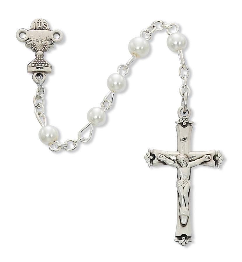 5mm White Pearl Communion Rosary
