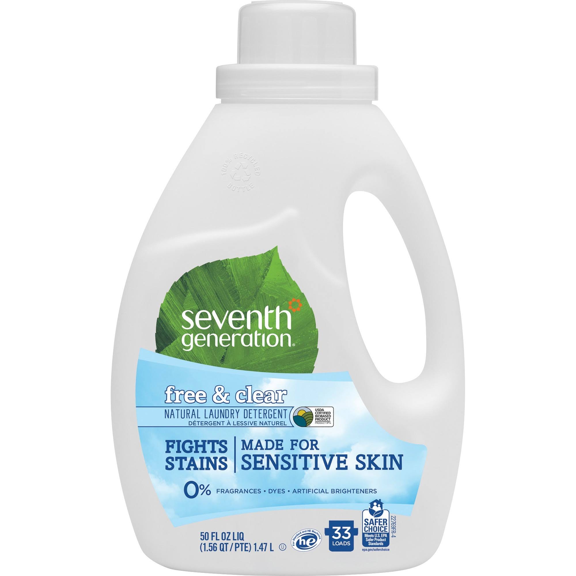 Seventh Generation Natural Washing Liquid  - Free and Clear, 33 Wash, 1.47L