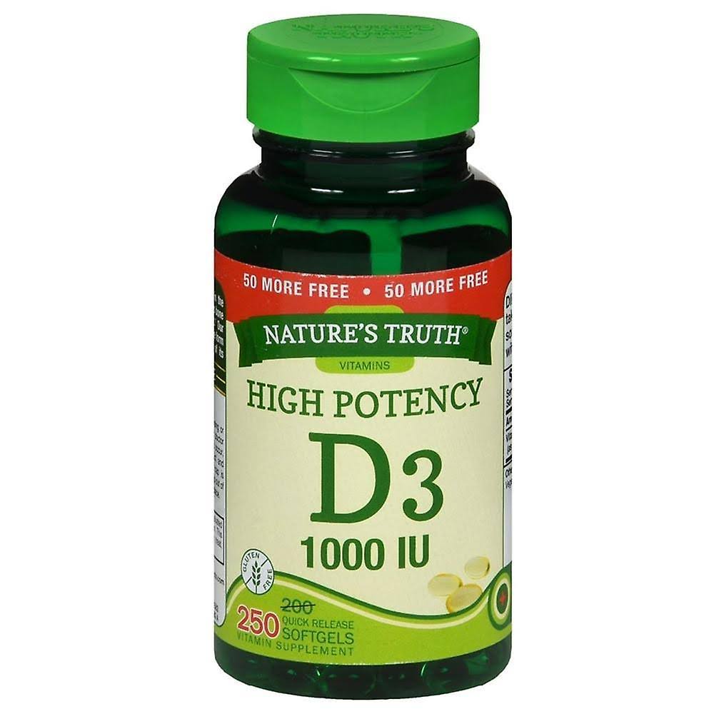 Nature's truth vitamin d3, 1000 iu, vitamin supplement, softgels, 250 ea
