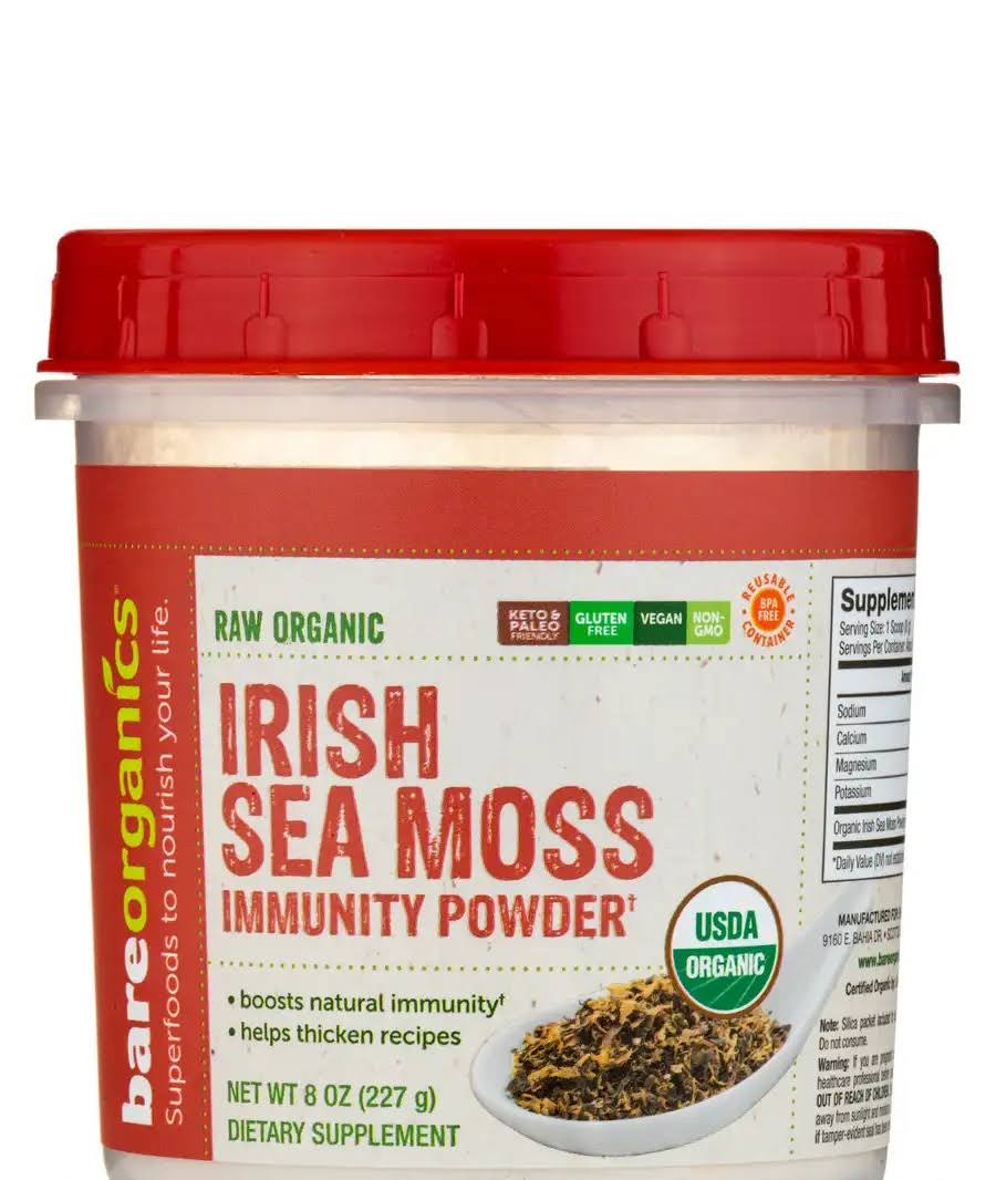 Bare Organics Raw Organic Irish Sea Moss Immunity Powder 8 oz