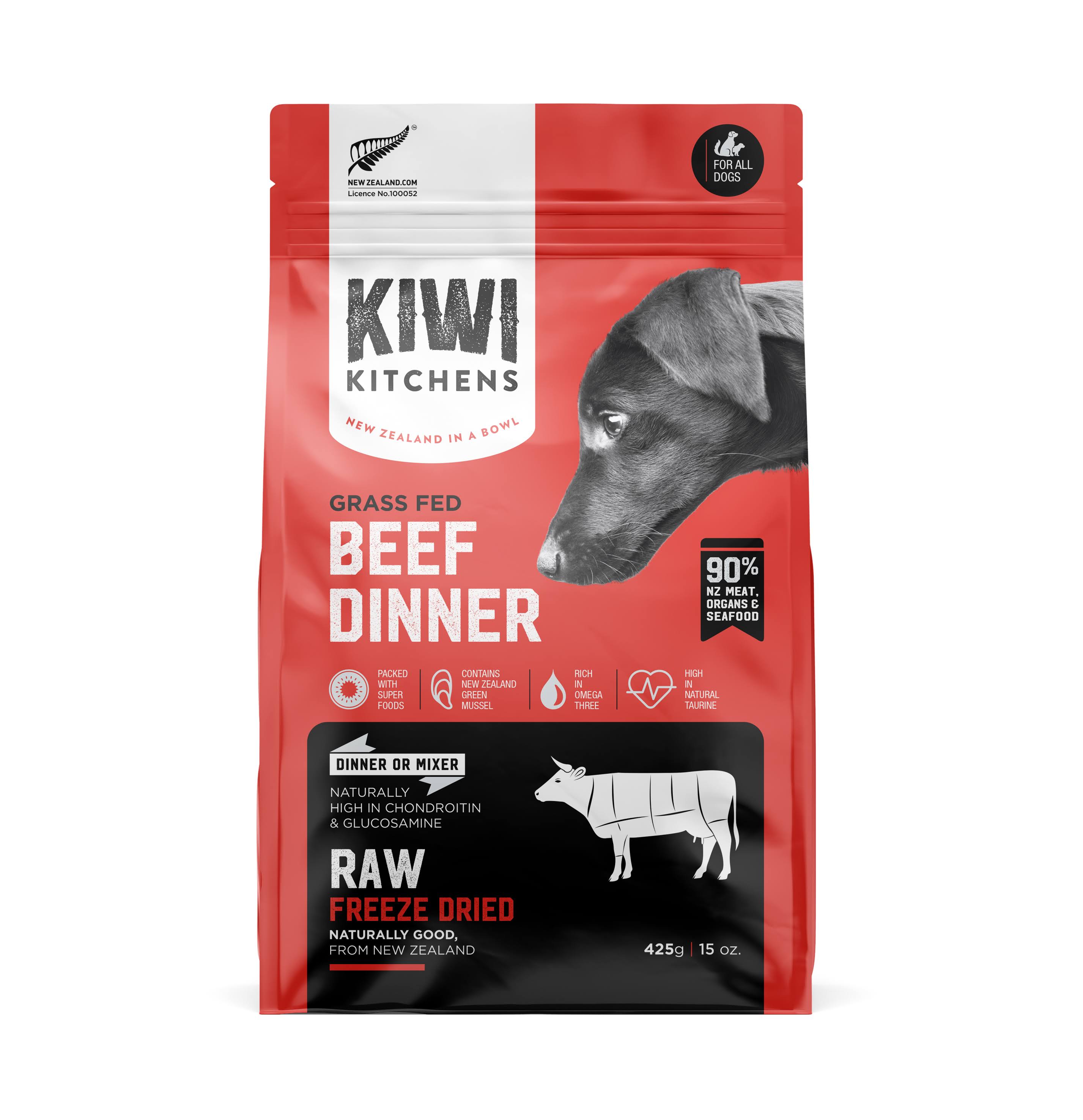 Kiwi Kitchens Beef Dinner Freeze Dried Dog Food 425g