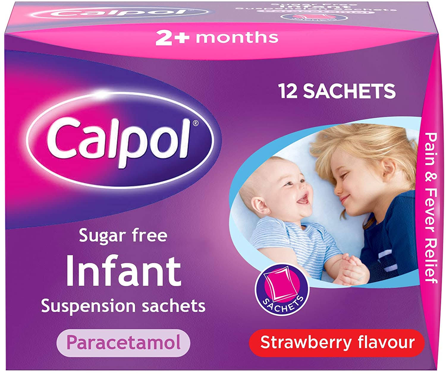 Calpol Sugar Free Infant Suspension Sachets Strawberry Flavour 2+ Months