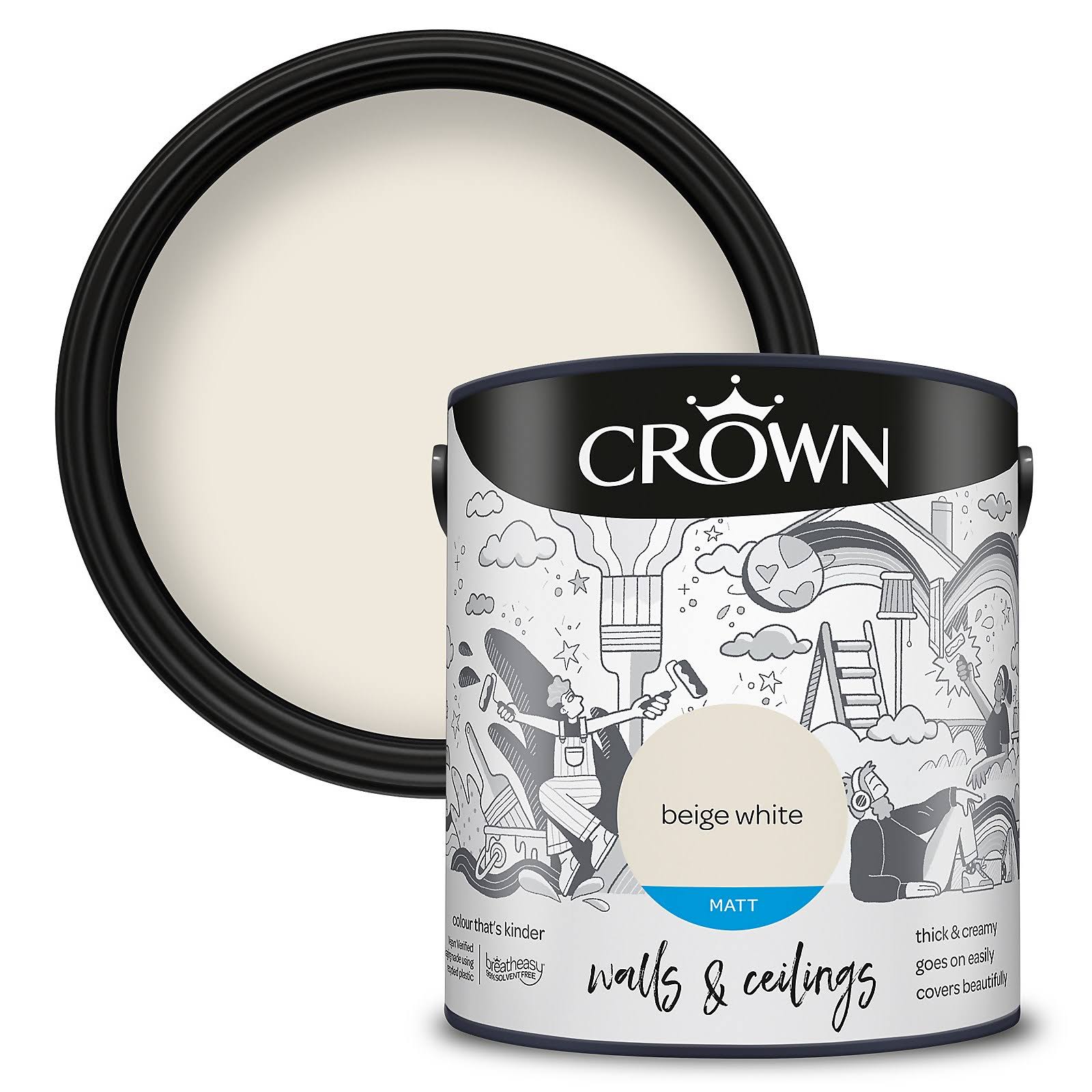 Crown Matt Emulsion Paint - Beige White, 2.5l