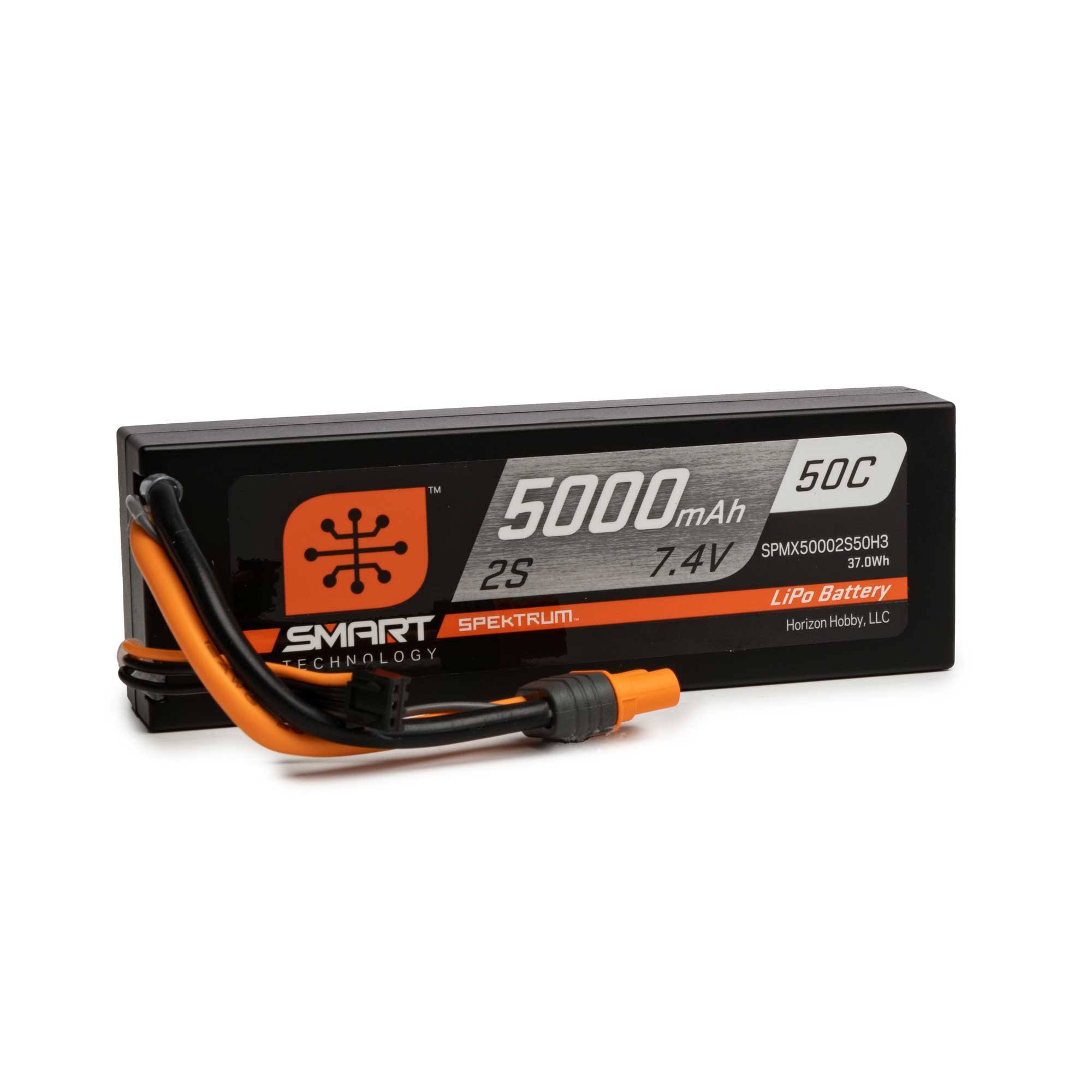 Spektrum 5000mAh 2S 7.4V 50C Smart Hard Case Lipo Battery with IC3 Connector RC Lipo Batteries