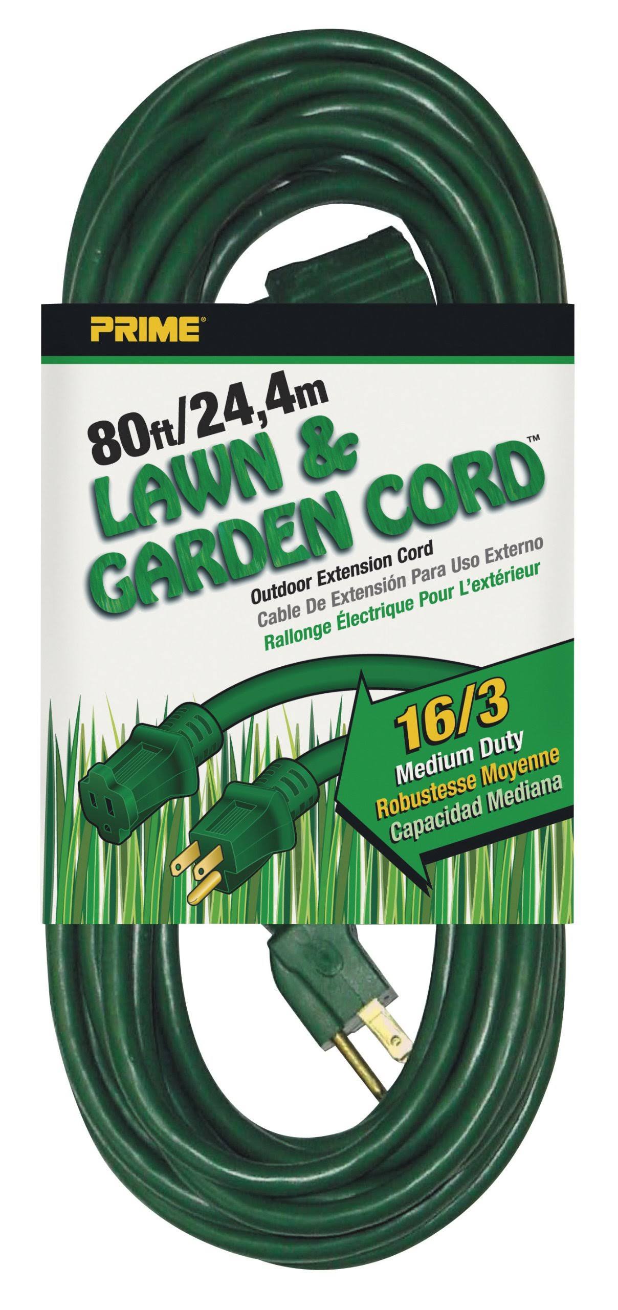 Prime Ec880633 80' 16/3 SJTW Green Landscape Extension Cord
