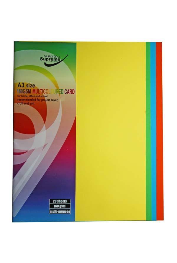 A3 Bold Colour 20 Pack 160gsm Card By Supreme Stationery
