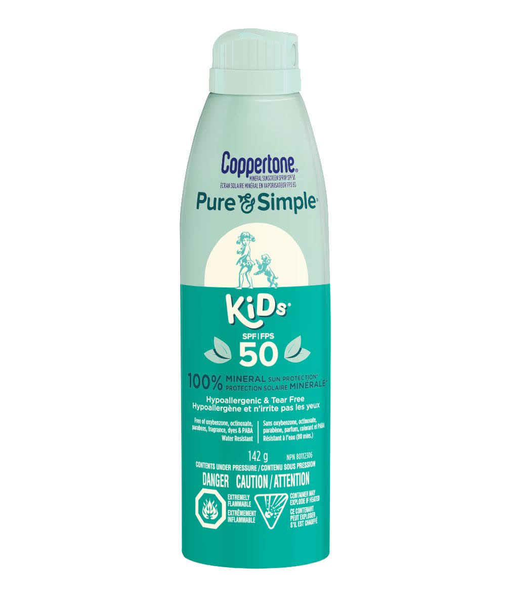 Coppertone Mineral Sunscreen Spray Pure & Simple Kids Spf 50 142g