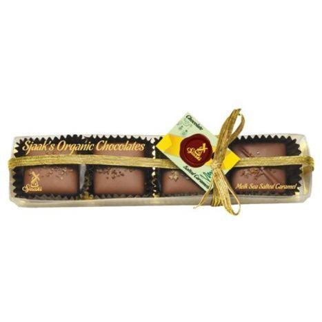 Sjaak's Organic Chocolate - Caramel Gift Box Assorted Vegan Melk Chocolate Salted Caramels - 4 Pieces