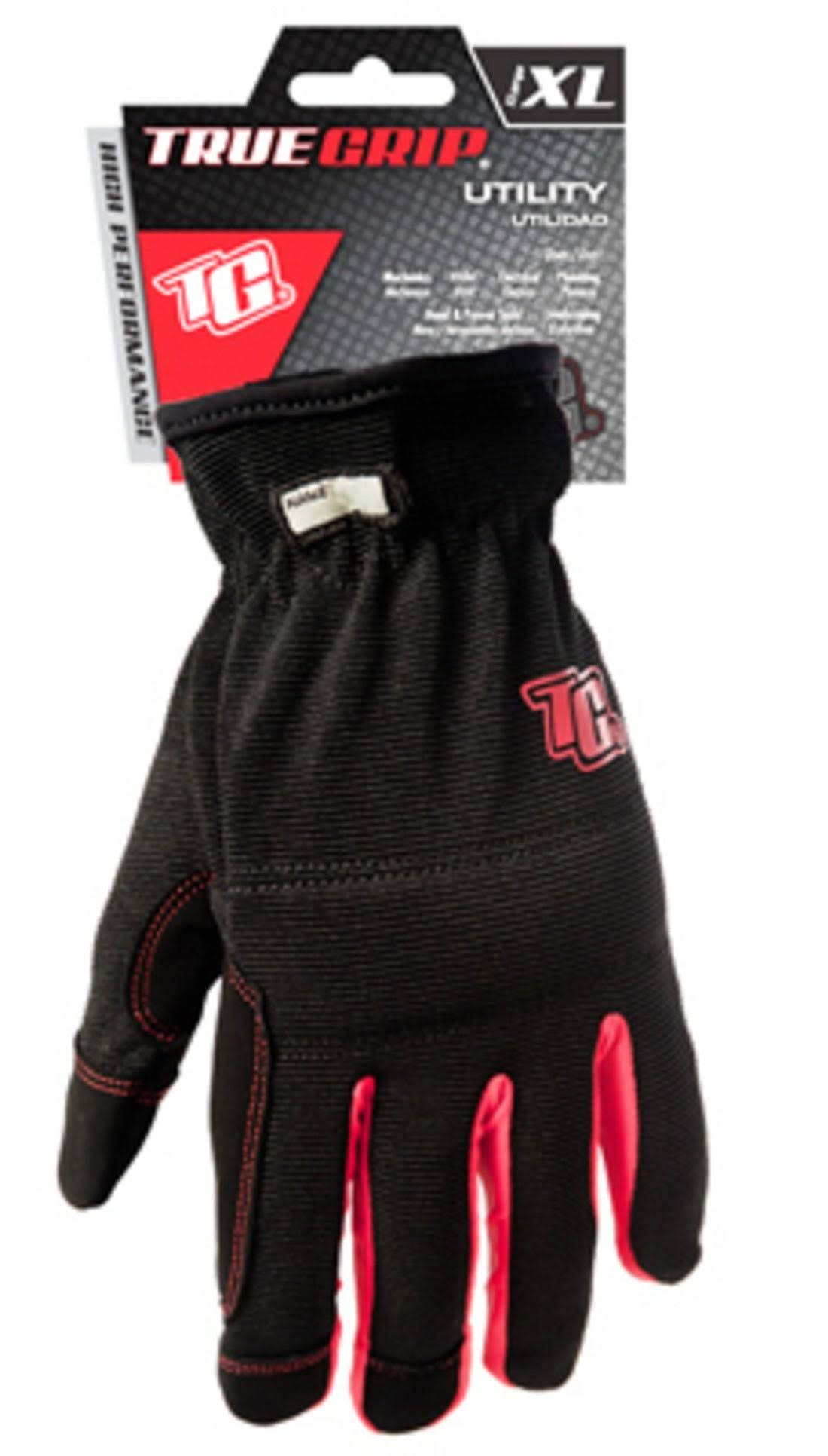 True Grip 90083-23 High Performance Utility Work Glove, XL, Black/Red