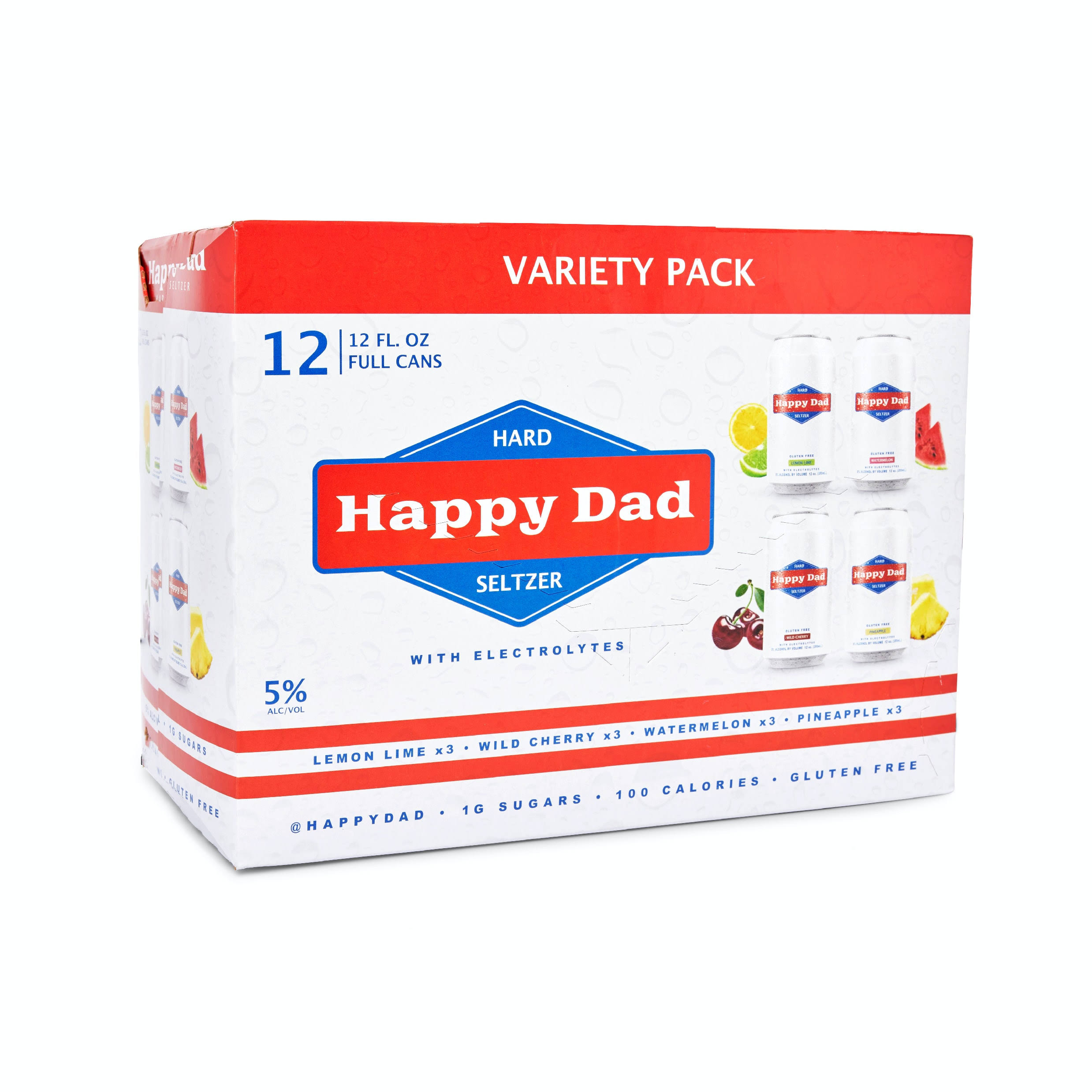 Happy Dad Hard Seltzer Variety Pack (12x 12oz cans)