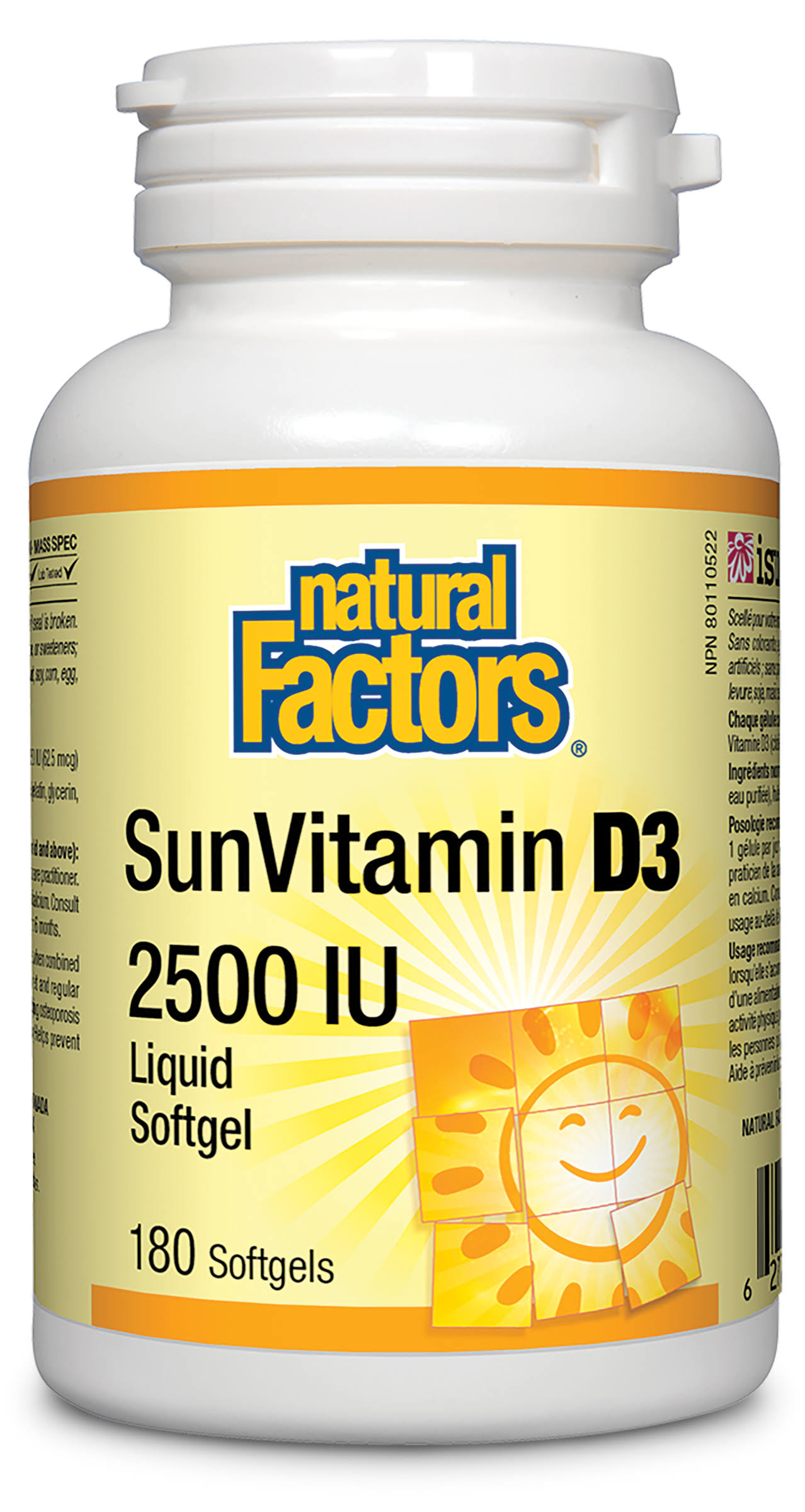 Natural Factors - SunVitamin D3 2500 IU 180 Softgels