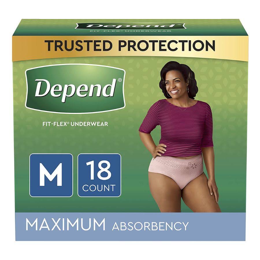Depend Women's Fit Flex Incontinence Underwear - Tan, Medium, 18ct