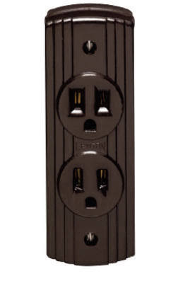 Leviton Surface Mounted Grounded 2 Outlet Receptacle - Brown