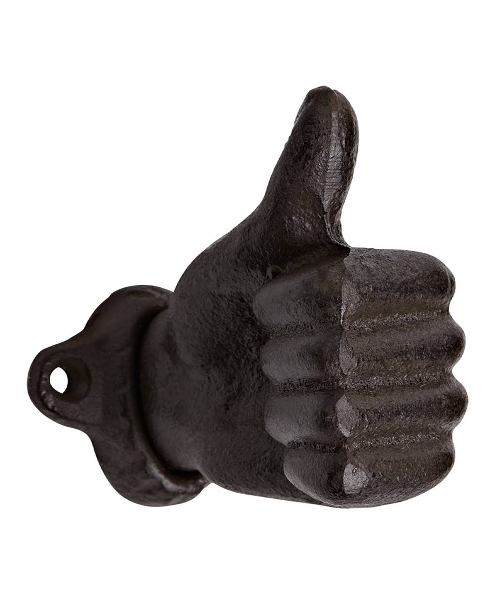 American Chateau Metal Cast Iron Thumbs up Wall Coat Hat Hook Hanger - Dark Brown, 3"