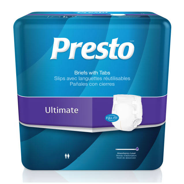 Presto Supreme Breathable Brief, Ultimate Absorbency, XL (58" to 64" Waist), Beige Pack of 15