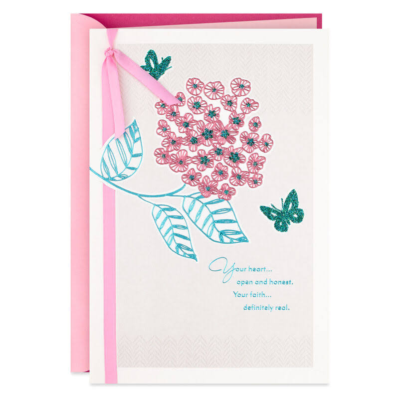 Hallmark Birthday Card, Pink Flower with Butterflies Birthday Card