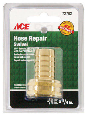 Ace Hose Repair Swivel, Yellow Brass, 3/4" x 3/4"