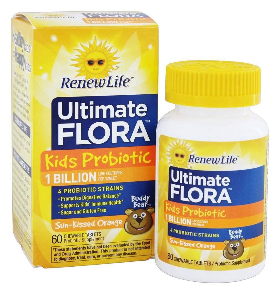 Renew Life Ultimate Flora Kids Probiotic Chewable Tablets - Sun-kissed Orange, x60