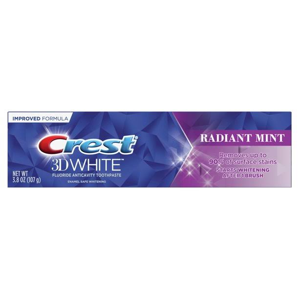 Crest 3D White Radiant Mint, Teeth Whitening Toothpaste, 3.8 oz