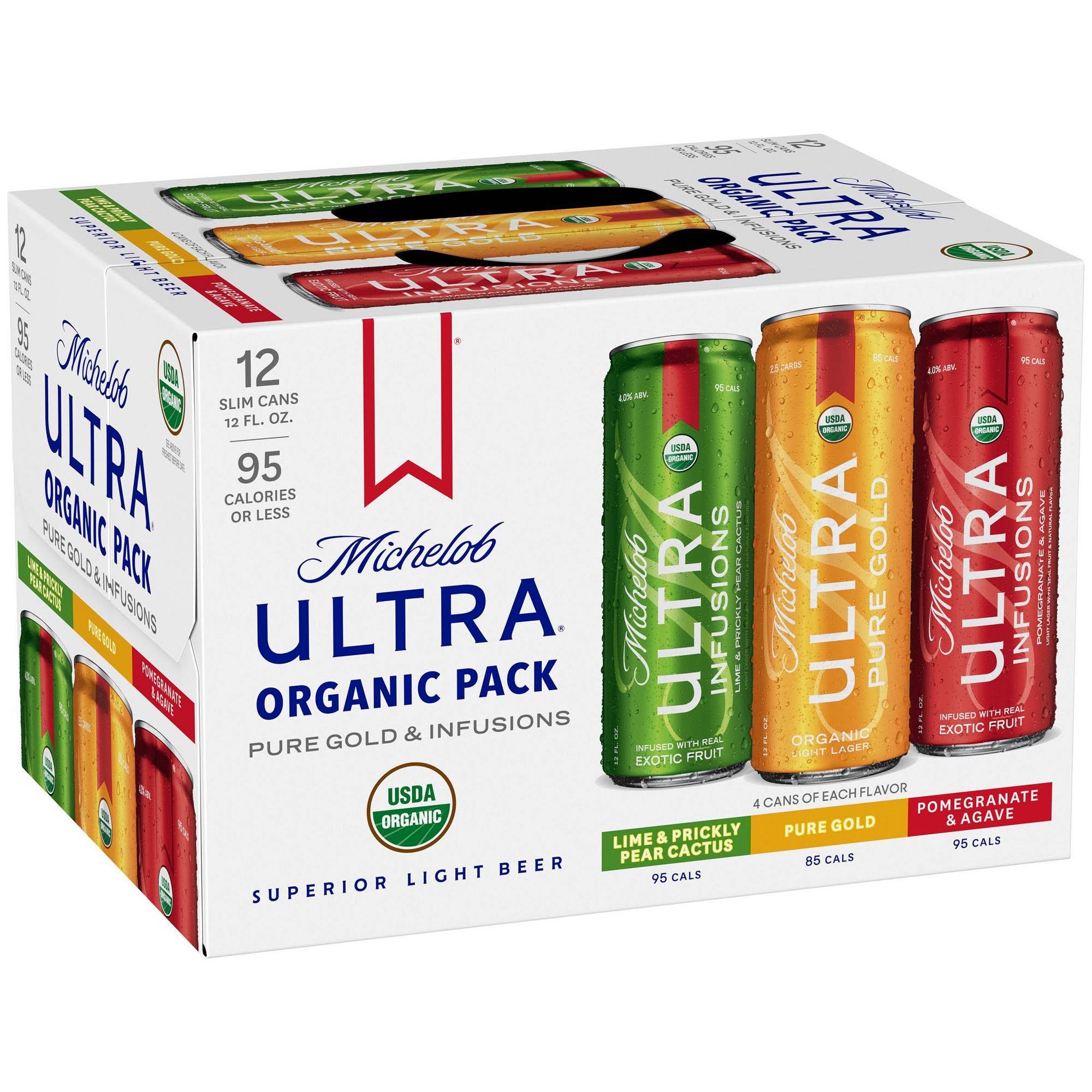 Michelob Ultra Beer, Superior Light, Organic Pack, 12 Pack - 12 pack, 12 fl oz cans