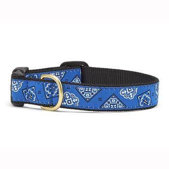 Blue Bandana Dog Collar by Up Country - Large - Wide 1”