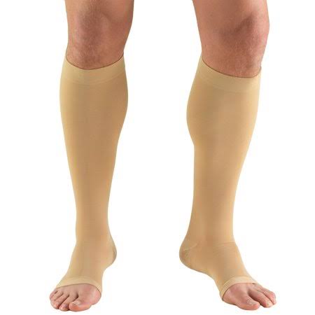 Truform 15-20 mmHg Knee High, Open Toe Compression Stockings Beige, X-Large