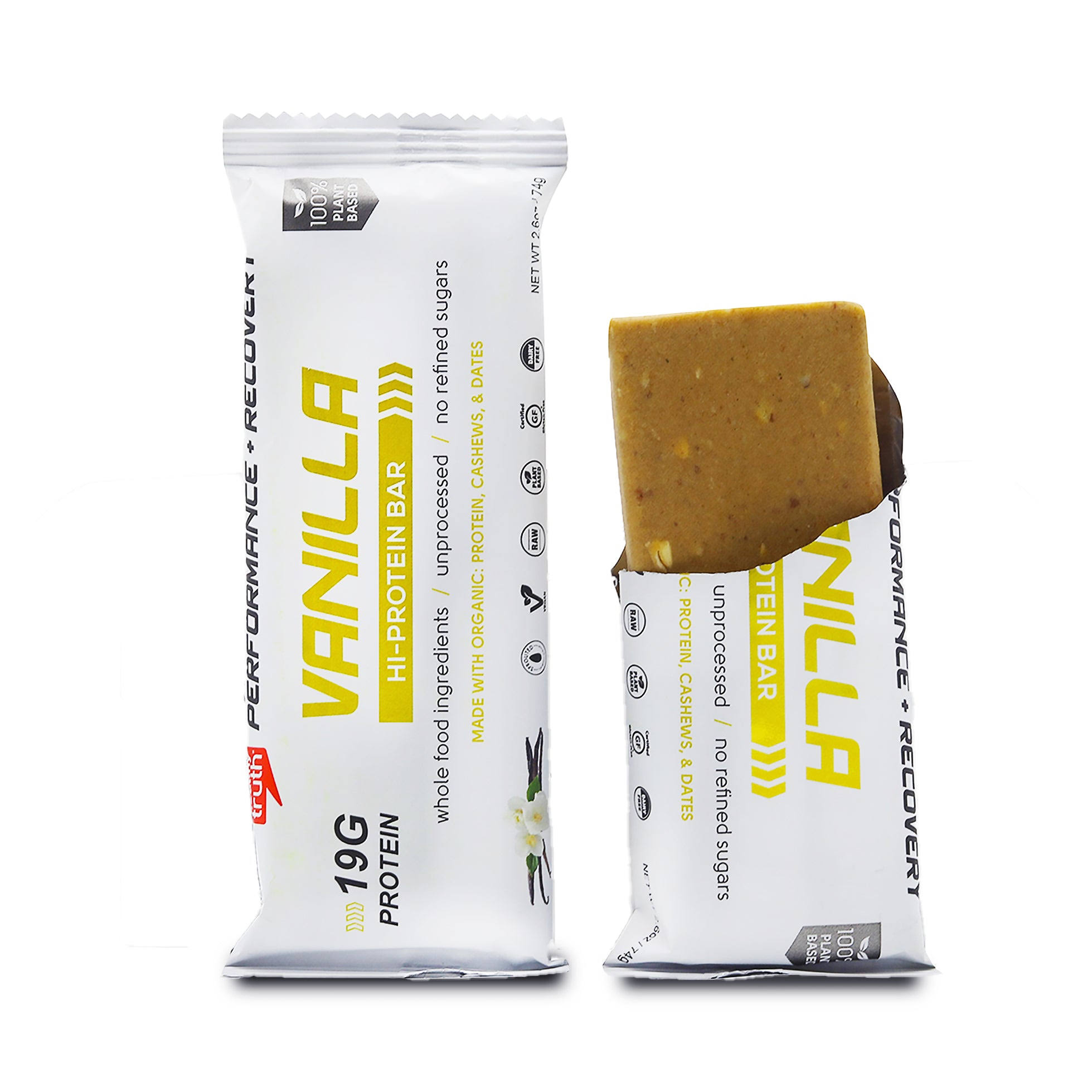 Organic Sprouted Vanilla Plant-Based Protein Bars - 19g of Pea & Sacha Inchi Protein (12 Pack)