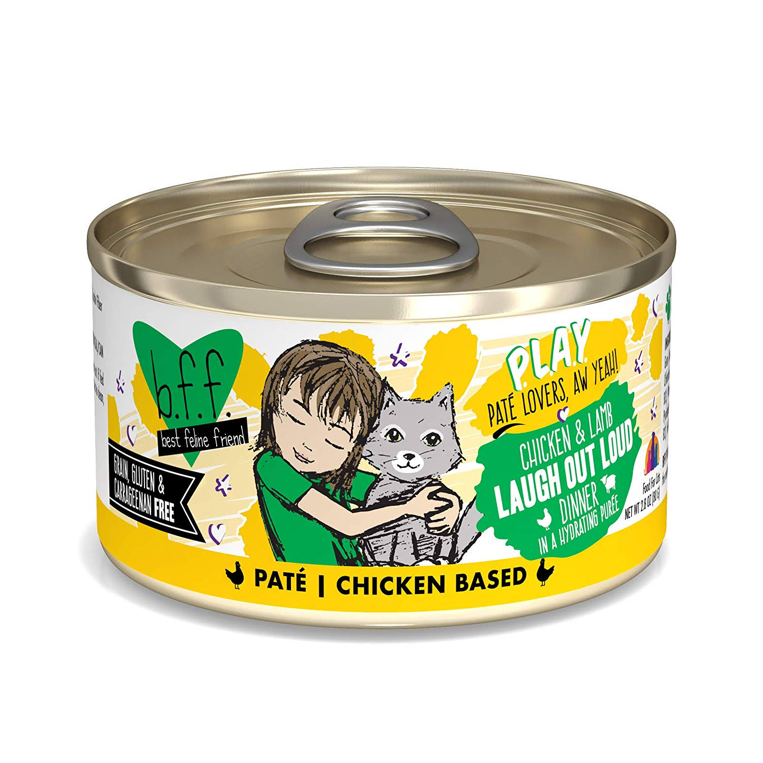 Cat Can - BFF Play - Laugh Out Loud - Chicken & Lamb Dinner Paté, 2.8 oz