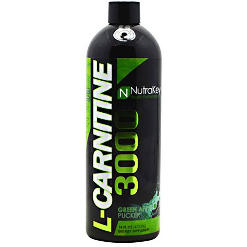 Nutrakey Liquid L-Carnitine 3000 Nutritional Supplement - Green Apple Pucker, 16 fl oz