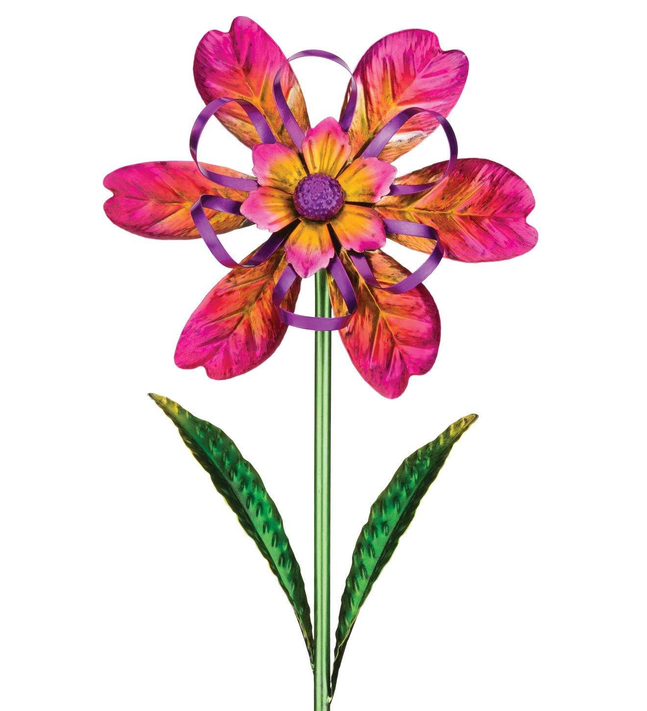 Regal Art & Gift Pink Flower Spinner Stake