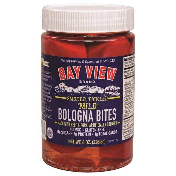 Bay View 8 oz Pickled Bologna Bites - Meat Snacks
