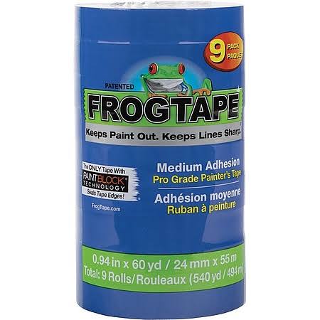 FROGTAPE Pro Grade Blue Painter's Tape with PAINTBLOCK 14day Medium Adhesion CP 130, 24mm (1") 9pk