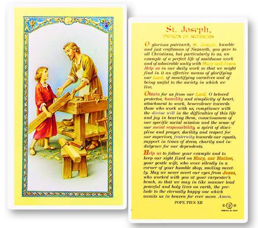 Saint Joseph The Worker Holy Cards with Daily Prayer -800-301