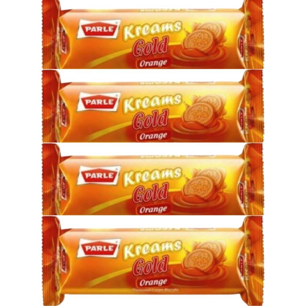 Parle Kreams Gold Orange Cookies 66G (4 Packs)