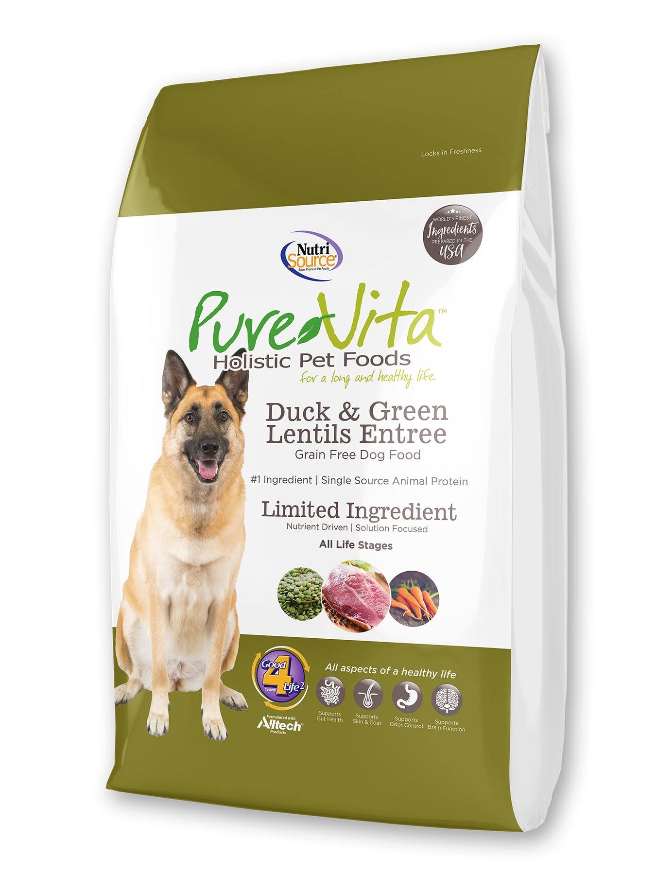 PureVita Duck & Green Lentils Grain-Free Dry Dog Food, 15 Pounds