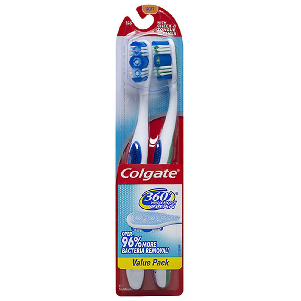 Colgate 360° Whole Mouth Clean Soft Toothbrushes - 2 Pack