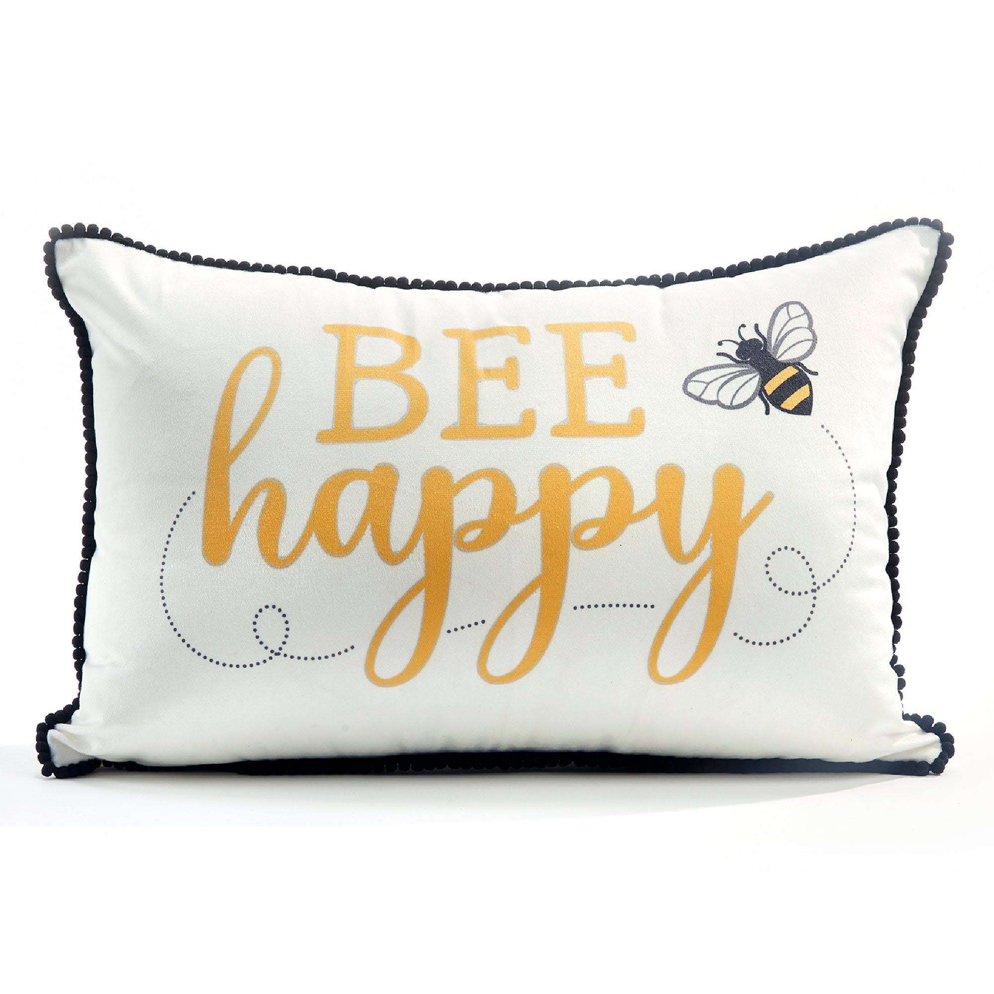 Giftcraft 715577 Polyester Bee Design Pillow Cover-Bee Happy