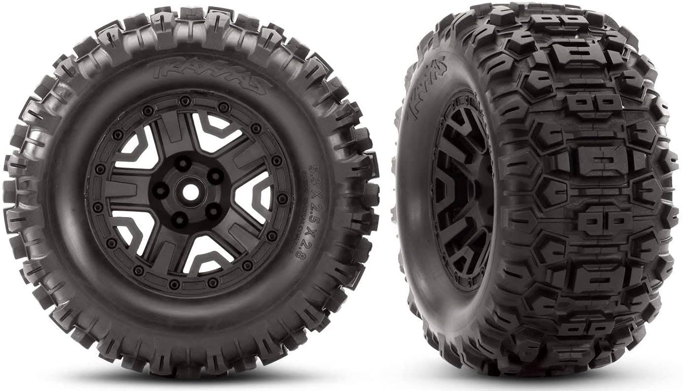 Traxxas 6792 - Sledgehammer Tires, 2.8" Wheels, Black, Rustler / Stampede 4x4