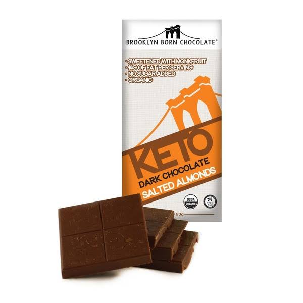 Brooklyn Born Chocolate Keto Dark Chocolate, Salted Almonds - 2.1 oz