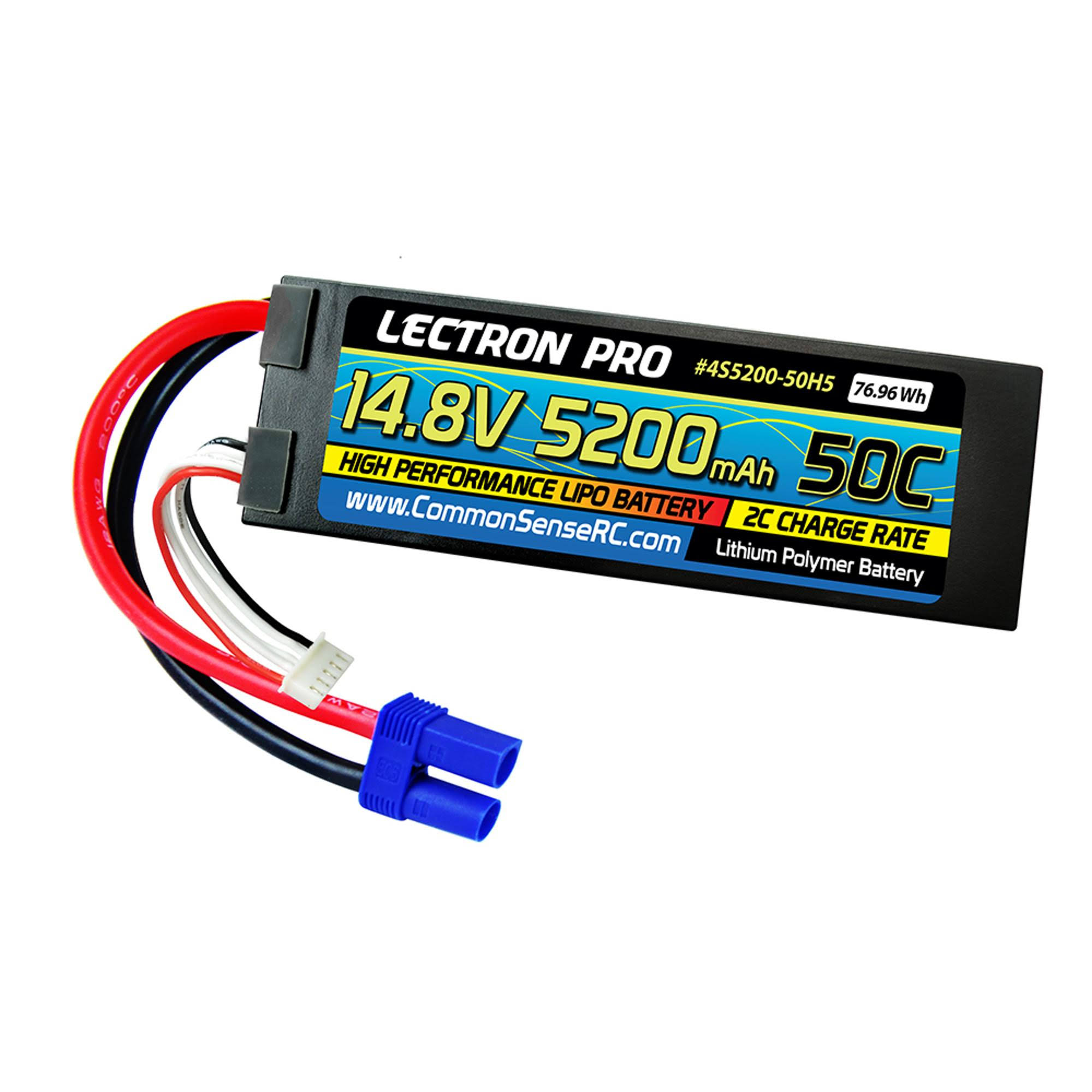 Lectron Pro 14.8V 5200mAh 50C Lipo Battery Hard Case with EC5 Connector