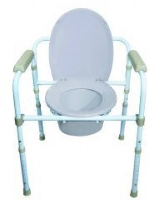 McKesson Drive Commode Chair Fixed Arm Steel Frame Seat Lid Back 17 to 60cm