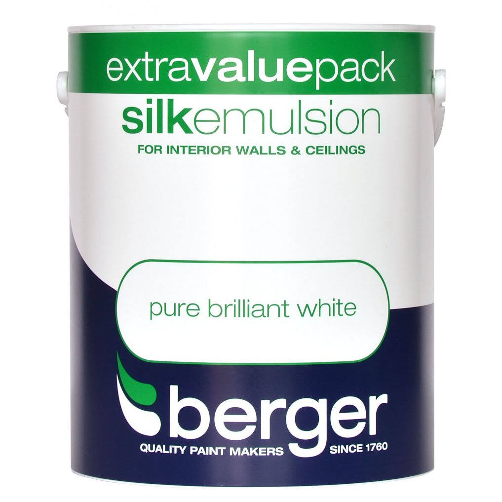 Berger Silk Emulsion Paint - 3L, Pure Brilliant White