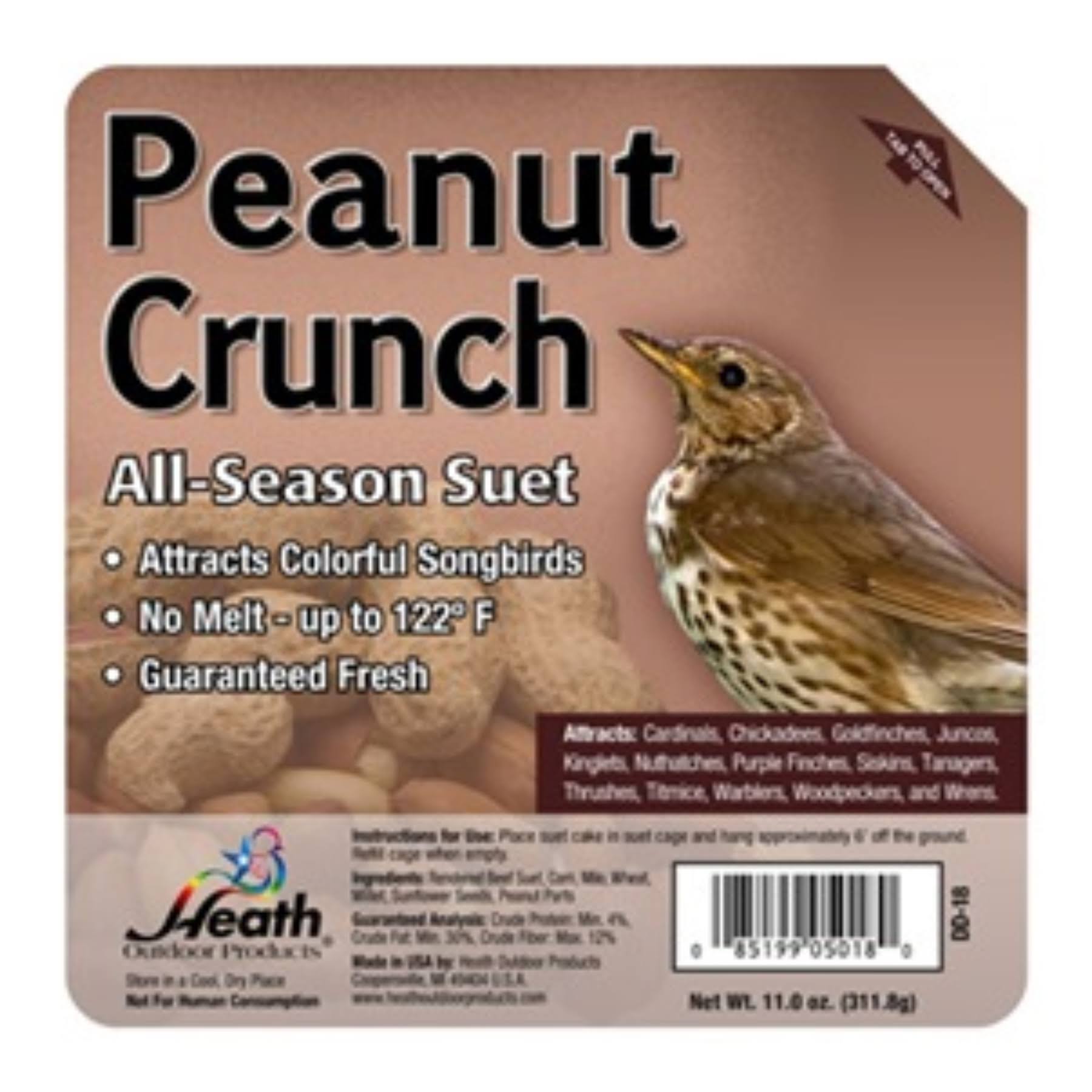 Heath Outdoor Products Peanut Crunch Suet Cake Bird Treat - 12pk