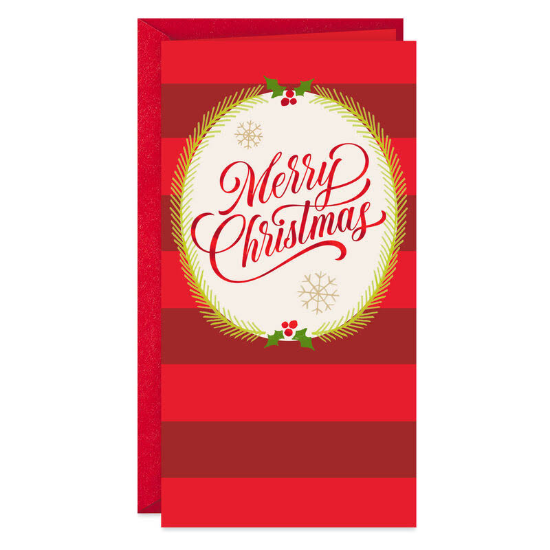 Hallmark Christmas Card, Striped and Sparkly Money Holder Christmas Card