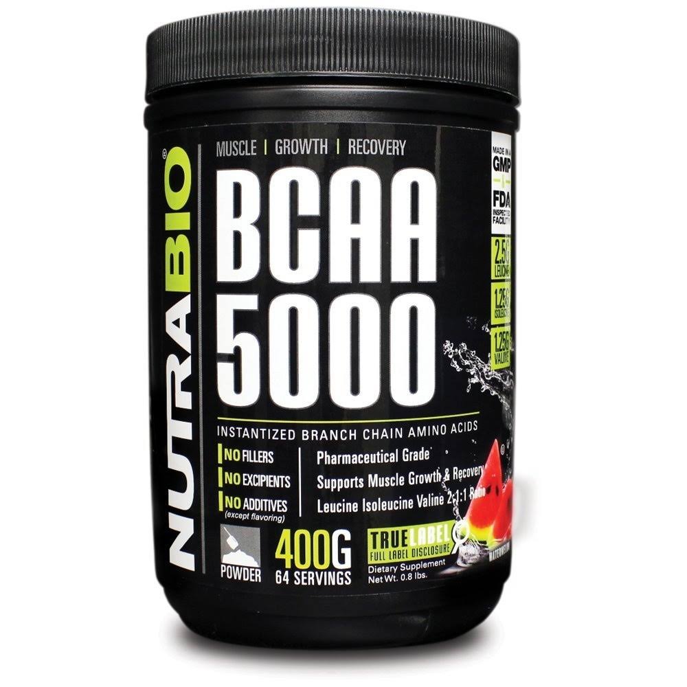 NutraBio BCAA 5000 Amino Acids Powder - Watermelon, 400g