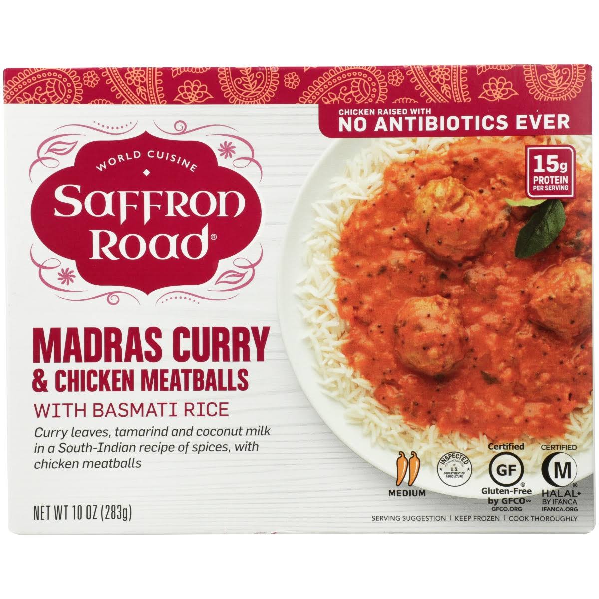 Saffron Road: Madras Curry and Chicken Meatballs, 10 oz