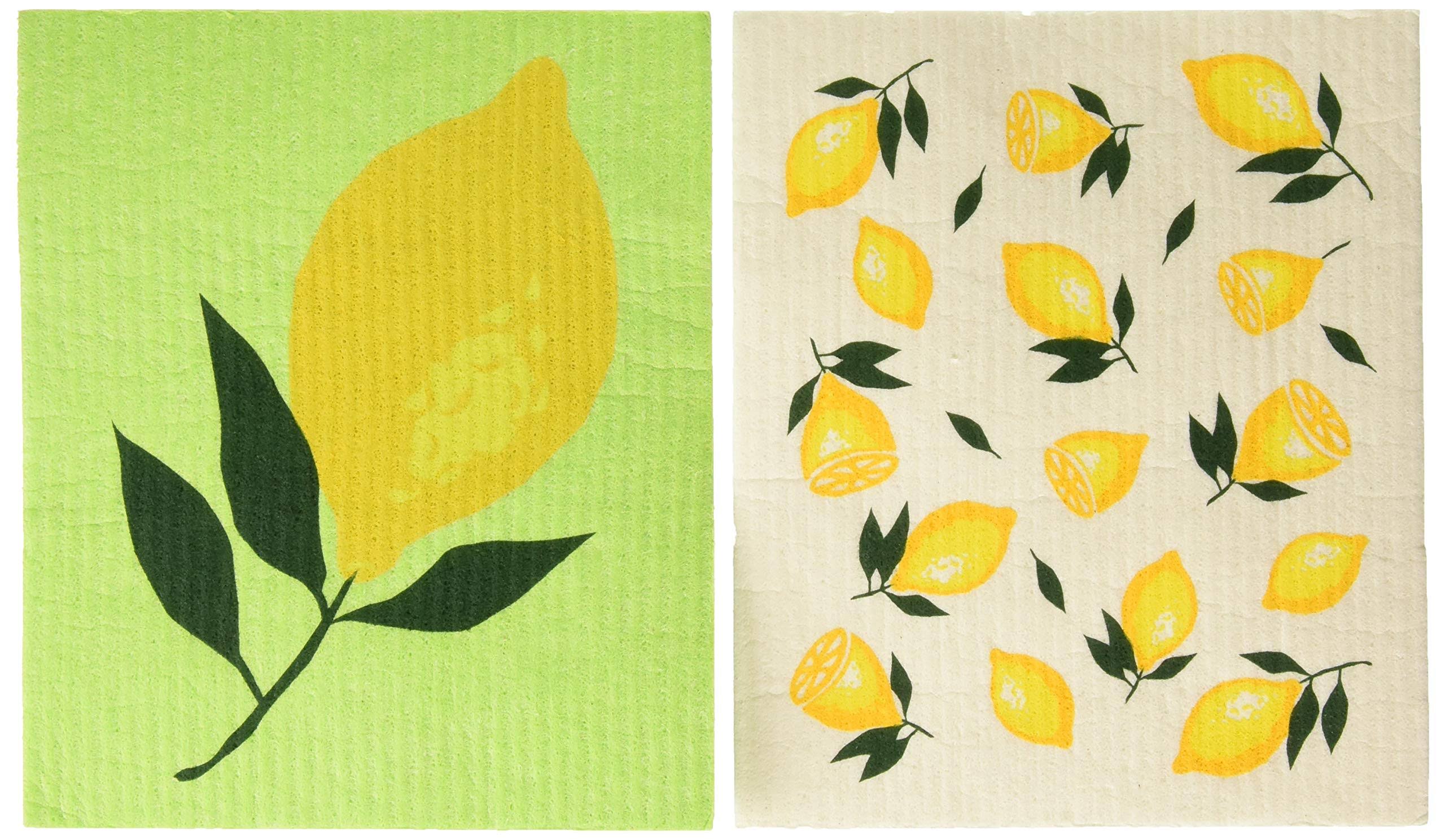 Abbott Green & Yellow Lemon Dishcloth - Set of Two One-Size